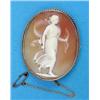 Image 1 : A shell cameo brooch, carved with a classical study of a female figure, in gold ropetwist frame....
