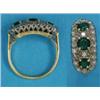 Image 1 : An 18ct gold emerald and diamond cluster ring, set 3 round cut emeralds in a border of diamonds...