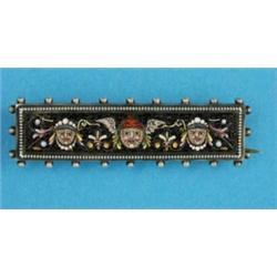 A late 19th century silver micro mosaic rectangular bar brooch...
