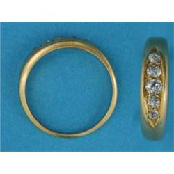 A late Victorian 18ct gold 5-stone channel-set diamond ring...
