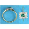 Image 1 : A gold emerald and diamond rectangular cluster ring...
