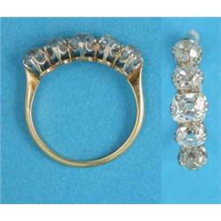 An 18ct gold claw-set 5-stone diamond ring...