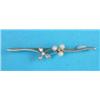 Image 1 : An Edwardian gold and platinum double shamrock bar brooch, set pearls and pear shape diamonds...
