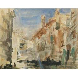 Hercules Brabazon Brabazon (1821-1906) watercolour, Venetian street scene, initialled, 5.5 x 7 in...