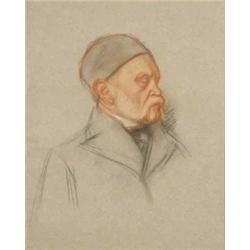 Sir William Rothenstein (1872-1945) coloured chalk on grey paper, Portrait of Staatsminister Hofm...