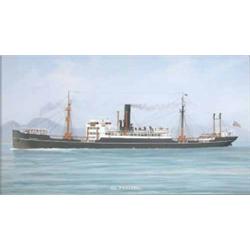 Neapolitan School gouache, Steamship Pareora, 14 x 24.5 ins....