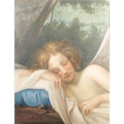 Italian School oil on canvas, A sleeping angel, 25 x 20 ins....