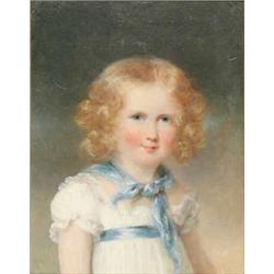 Circle of Lawrence oil on artist board, Portrait of a blue-eyed girl, 9 x 7 ins....