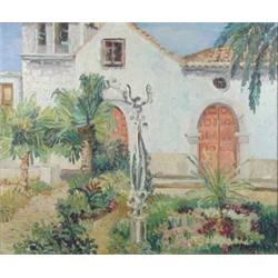 Basil Jonzen (1913-1967) oil on canvas, Church of St Theresa, Puerto de la Cruz, signed and dated...