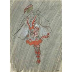 Sir Cecil Beaton (1904-1980) pencil and gouache, Costume design, Studio stamp, 14 x 10 ins....