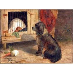 J. Baele (19th C.) oil on board, "Very Anxious", inscribed in pencil verso, 7 x 9.5 ins....