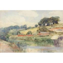 Robert Little (1854-1944) watercolour, Harefield Herts, Lime Quarries, signed in pencil, 7 x 10 i...