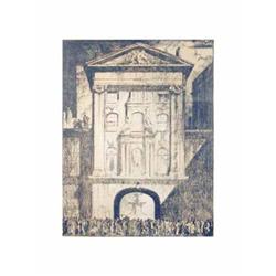 Frank Brangwyn lithograph, Figures before an archway, signed in pencil, 20.5 x 16 ins....