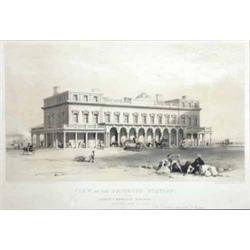 Childs after David Mocatta lithograph, View of the Brighton Station, 12 x 21 ins....