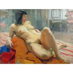 Roman Padobedor (1920 - 2002) Russian oil on canvas, In The Studio, signed in pencil, 24 x 30 ins...