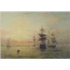 Image 1 : Adolphus Knell (fl.1860-1890) oil on canvas, Shipping in harbour at sunset, signed, 7 x 10 ins....