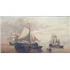 Image 1 : J Everard oil on canvas, Shipping on a calm sea, signed and dated 1882, 18 x 32 ins....