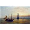 Image 1 : William Adolphus Knell (1805-1875) oil on canvas, Shipping at sunset, signed and dated '59, 18 x...