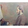Image 1 : Louis Tesson (19th C.) French oil on canvas, Gentleman at a piano, signed and dated '94, 15 x 18...