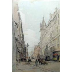 Robert Eadie (1877-1954) watercolour and pencil, Edinburgh street scene, signed and dated '42, 15...