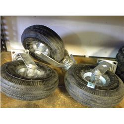 3 LARGE SWIVEL WAREHOUSE WHEELS