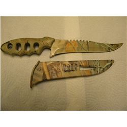 NEW BEIGE CAMO KNIFE WITH HARD SHEATH