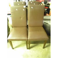 4 FAUX LEATHER BROWN DINING CHAIRS