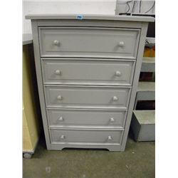 NEW 5 DRAWER GREY HIBOY DRESSER