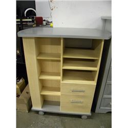ROLLING 2 DRAWER 5 SHELF COMPUTER DESK