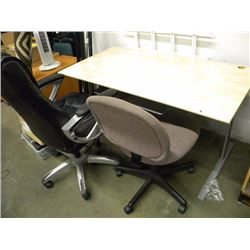 COMPUTER DESK WITH BLACK LEATHER CHAIR/STENO CHAIR