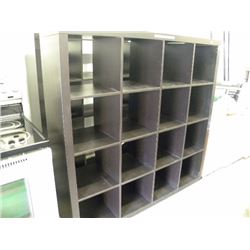 DARK STAINED 16 CUBE CUBBY SHELF