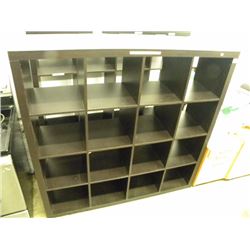 DARK STAINED 16 CUBE CUBBY SHELF