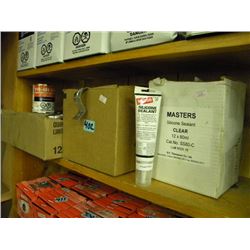 BOX OF PVC WHITE SOLVENT CEMENT/BOX OF HANGERS/BOX OF SILICONE SEALENT