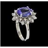Image 4 : 3.21 ctw Tanzanite and Diamond Ring - 14KT White Gold