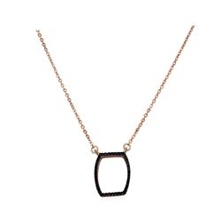 Black CZ Pendant Necklace - Rose Gold Plated