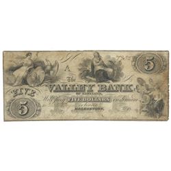 1850's $5 Obsolete Bank Note of Hagerstown Maryland