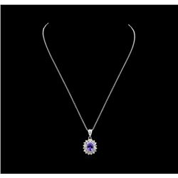 2.48 ctw Tanzanite and Diamond Pendant With Chain - 14KT White Gold