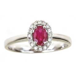 0.51 ctw Ruby and Diamond Ring - 14KT White Gold