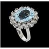 Image 4 : 6.86 ctw Aquamarine and Diamond Ring - 14KT White Gold