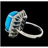 Image 3 : 9.51 ctw Turquoise and Diamond Ring - 14KT White Gold