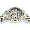 Image 8 : Rolex Ladies 2T MOP Sapphire String Diamond And Emerald Datejust Wristwatch