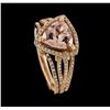 Image 4 : 1.53 ctw Morganite and Diamond Ring - 14KT Rose Gold