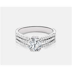 Cubic Zirconia and Diamond Ring - 14KT White Gold