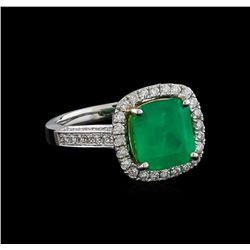 14KT Two-Tone Gold 3.85 ctw Emerald and Diamond Ring