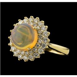 2.65 ctw Opal and Diamond Ring - 14KT Yellow Gold