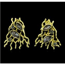 Gold Branches Crystal Earrings - Gold Plated