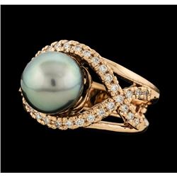 Pearl and Diamond Ring - 14KT Rose Gold