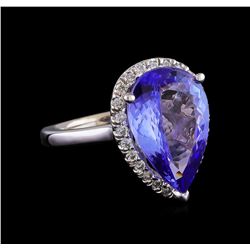 5.82 ctw Tanzanite and Diamond Ring - 14KT White Gold