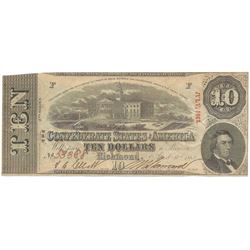 1863 $10 The Confederate States of America Note T-59 CC