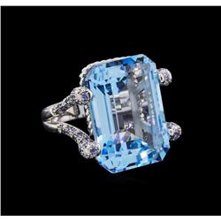 45.20 ctw Topaz, Sapphire and Diamond Ring - 18KT White Gold